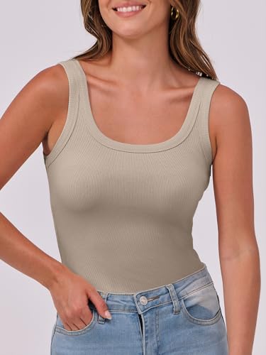 Image of ANRABESS Womens Sleeveless Scoop Neck Tank Top Ribbed Fitted Summer Basic Slim Cute Tops 2026