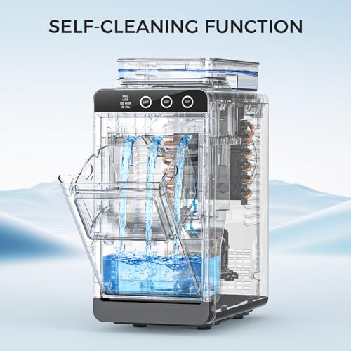 Image of COWSAR Ice Maker Countertop, Portable Ice Machine with External Water Tank, 8 Cubes in 6 Mins, 26 lbs /24Hrs, Self-Cleaning Quiet Compact Commercial Ice Makers for Home, RV, Camping, Black