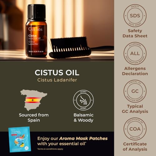 Image of 100% Pure Cistus Essential Oil - 0.34 Fl Oz - Cistus Oil for Hair, Skin, Diffuser, Aromatherapy & DIY Candle Making Scent