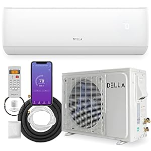 DELLA 12000 BTU Wifi Enabled Mini Split AC 17 SEER2 Cools Up to 550 Sq.Ft ,208-230V, Works with Alexa, Air Conditioner & Heater with 1 Ton Pre-Charged Heat Pump (R32 Refrigerant) (JA Series)