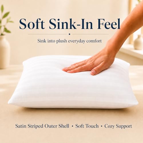 Image of Cloth Fusion Microfiber Sofa Cushion Fillers, White, 24x24 inch, Set of 2 | Satin Striped Soft Cushion, 24 inch x 24 inch Pillow For Sofa, hypoallergenic, Hollow microfibre fill, Fluffs Up in 24 Hrs