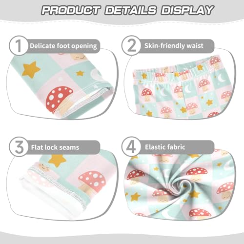 senya Girls Printed Leggings Yoga Pants Mushroom Moon Star Pattern for Kids in 4t to 10 Years, 4T3