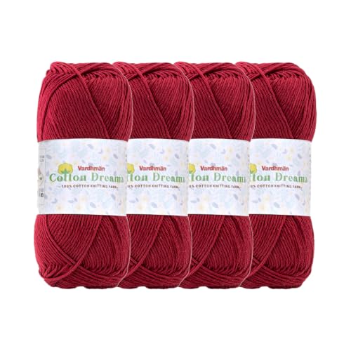 Image of Vardhman 100% Cotton Dreamz Light Weight Natural Thin Yarn | Pack-4 100g