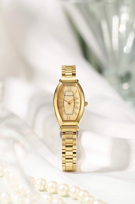 Image of Giordano Silver Oval Shape Dial Watch for Women - Elegant Roman Numerals, Stainless Steel Strap, Sleek Analog Design