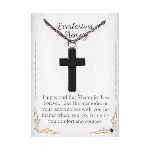 Dletay Cremation Cross Necklace for Ashes Stainless Steel Cremation Jewelry Urn Pendant Ashes Holder Memorial Urn Necklace-With Me Always