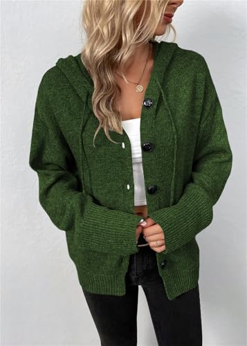 Women's Casual Cardigan V Neck Button Down Long Sleeve Hooded Outerwear Winter Knit Sweater Coats4