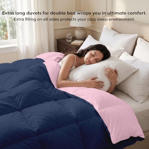 Image of AYKA Reversible Comforter 220 GSM Microfiber Reversible AC Comforter /Blanket for Winter /Quilt /Dohar /Duvets for King Size Blanket /Comforter Double Bed (Cameo & Navyblue, 60 * 90 inch)