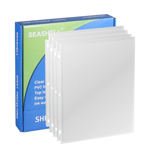 Seashell 300 Pack Economy Sheet Protectors 8.5 x 11, Clear Page Protectors Fit 3 Ring Binder, Acid...