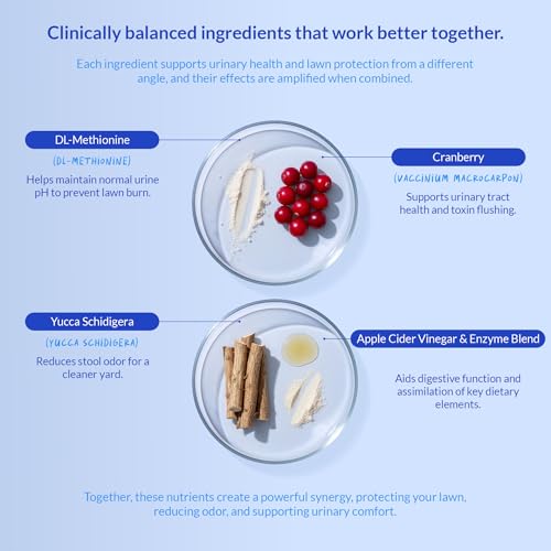 Grass Burn Spot Soft Chews - Pee Grass Spot Saver Caused by Dog Urine - Dog Urine Neutralizer for Lawn, with Canine Enzyme Blend, Probiotics, and Cranberry.