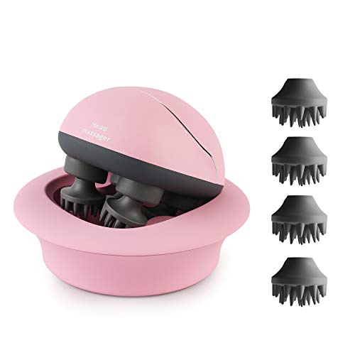 TONEW Electric Scalp Massager with 4 Replacement Massage Heads Portable Scratcher Shampoo Brush Scalp Massager Tool for Full Body Massage, Hair Growth and Stress Relax