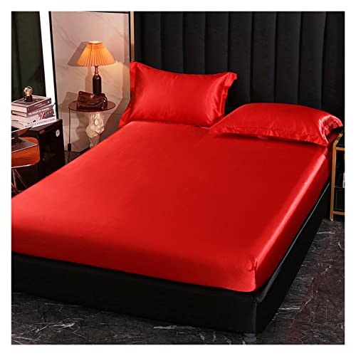 Drap satin rouge effet soie de remplacement pour matelas 140