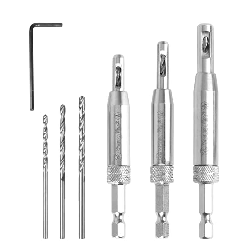 Yougfin Self Centering Hinge Drill Bit Set VIX Bits 3PCS HSS Hex Shank