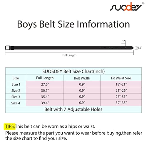 Image of Kids Reversible Belts for Boys SUOSDEY Classic Casual Children Leather Belt for School Uniform Jeans, 1-brown /Coffee, Fit Waist Size 20 inch-25 inch