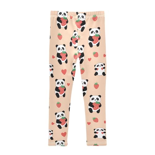 J JOYSAY Cartoon Panda Strawberry Girls Leggings Soft Comfortable Stretchy Kids Girls Capri Leggings Size 4-10T2