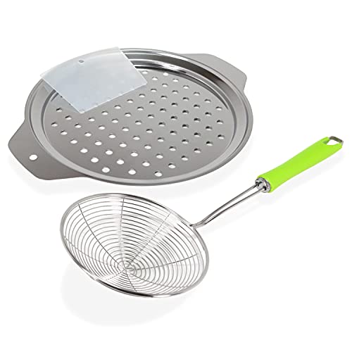 Tahanson Stainless Steel Crafted German Spaetzle Swiss Knoepfle Dumpling Egg Noodle Maker Lid Complete with Wire Food Skimmer and Scraper
