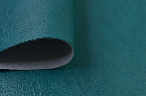 Image of Wento Thick 1 Yard Faux Leather Soft Skin Grain PU for Furniture Cover, Reupholster Sofa Chairs, Cushions, Vinyl Upholstery (1yard, Peacock Green)