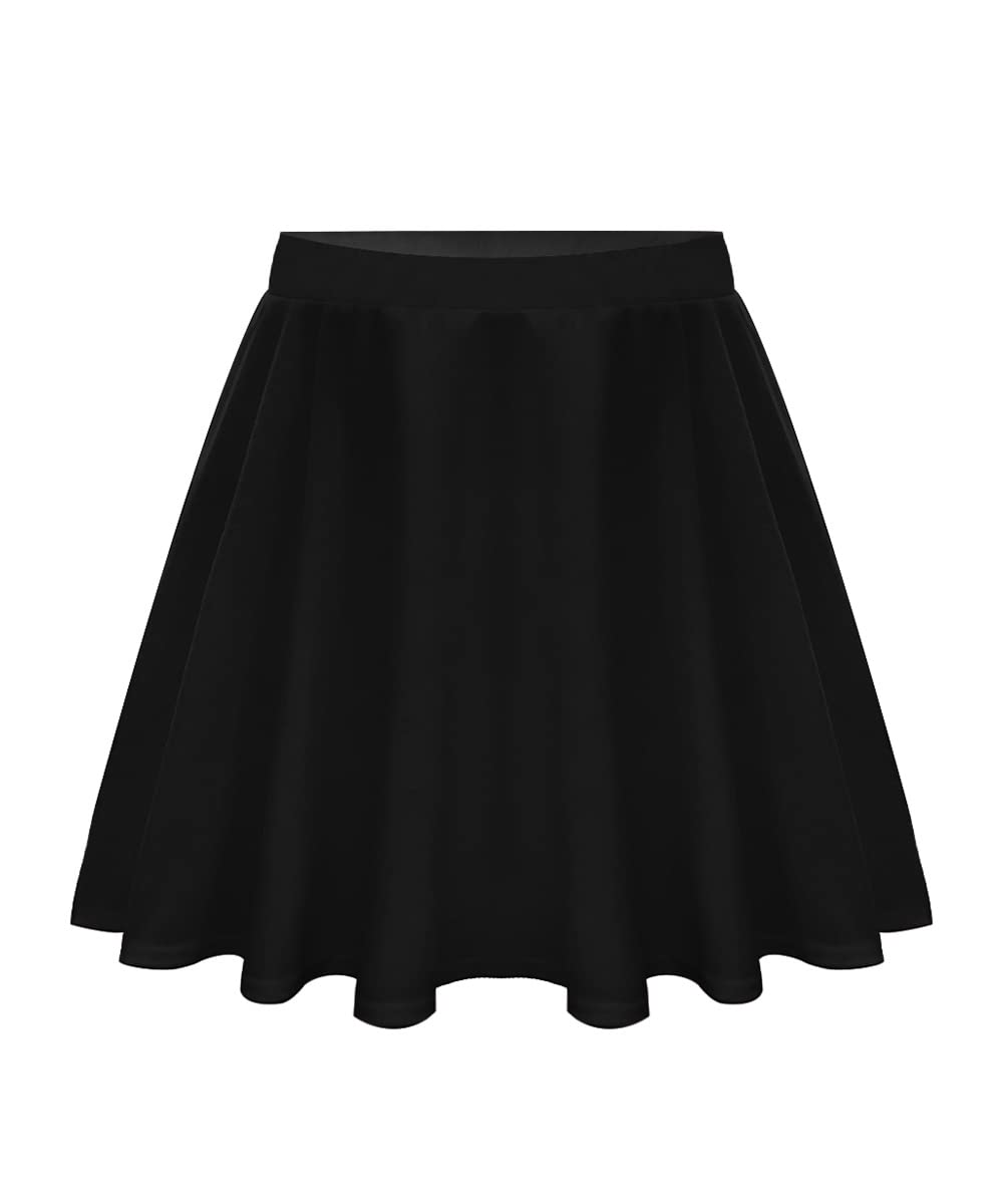 RITERA Plus Size Basic Versatile Stretchy Elastic Waist Flared Casual Mini Skater Skirt Pleated Plaid Skirt for Women
