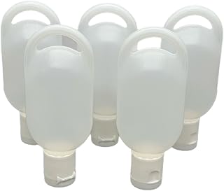 5 Pack - 1/2 oz HDPE Tottle Bottles with White Snap Top Caps - Semi-Transparent, Impact-Resistant, Flexible - Hotel Amenities, Travel Size - Includes Hang Loop for Easy Clipping (5 pack)
