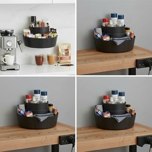 Image of CIPLA PLAST Two-Tier Self-Adhesive Wall Mount Organizer And Counter Top, White Plastic Storage Caddy, Multi-Purpose Shelf for Kitchen, Bathroom, Office, Desktop Organization (Black)