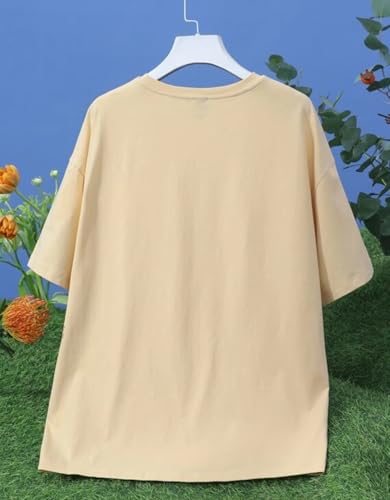 JUNEBERRY® Oversize Loose Baggy Fit Drop Shoulder Cool and Stylish Latest Pocket Print Print Design Multicolor Half Sleeve T-Shirt for Women & Girls