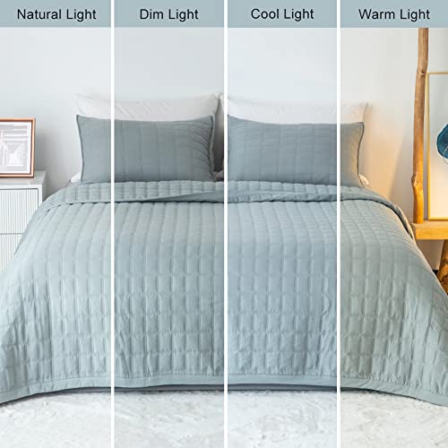 Dawndior Quilt Set Twin Size Bedspreads ＆ Coverlet Lightweight Summer Grey Bedding Sets Farmhouse Modern Style Reversible Soft Thin Microfiber Comforter 3 Piece (1 Quilt,2 Pillow Shams) #TOP5