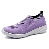 konhill Women's Lightweight Casual Walking Athletic Shoes Breathable Mesh Work Slip-on Sneakers 6 US