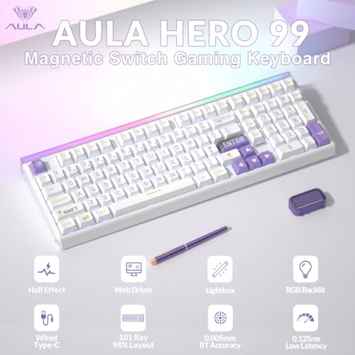 Image of Aula Hero 99 Wired Gaming Keyboard, Hall Effect Switch with Rapid Trigger