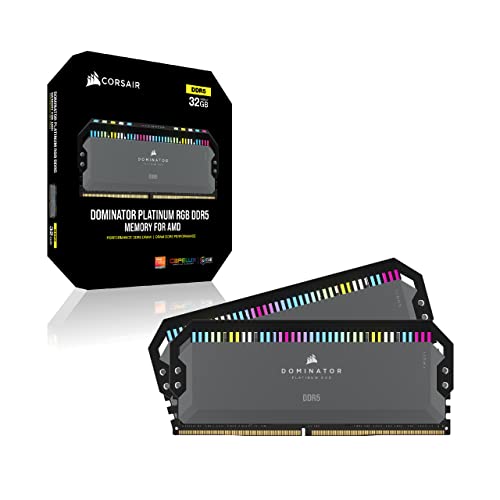 Image of CORSAIR Dominator Platinum RGB DDR5 32GB (2x16GB) DDR5 6000MHz CL30 AMD Expo Intel XMP iCUE Compatible Computer Memory - Gray (CMT32GX5M2B6000Z30K)