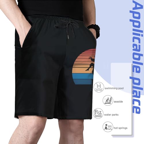 Vintage Karate Retro Crane Kick Mens Swim Trunks Boys Quick Dry Board Shorts with Mesh Lining4