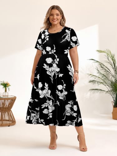 Image of LARACE Plus Size Dresses for Women Summer Maxi Casual Dress with Pockets