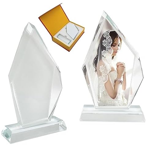 Ismosm Sublimation Crystal Blanks, Two Pack Glass Plaque Blanks for Sublimation Award Plaque, Picture Frame, Sublimation Gifts, Crystal Tabletop Decor, DIY Sublimation Blanks with Improved Gift Box Cover