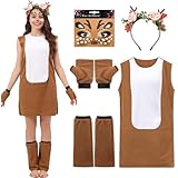 Costume da cervo da donna: giusto costume da cervo per feste di carnevale, feste a tema, festa di carnevale, ballo nuziale o carnevale. Riutilizzabile alla prossima festa a tema Halloween.