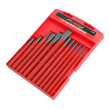 NeilsenCT1821 12-Piece Punch and Chisel Set - CRV Steel, Includes 10mm, 12mm, 16mm Chisels and 1.5mm to 8mm Punches