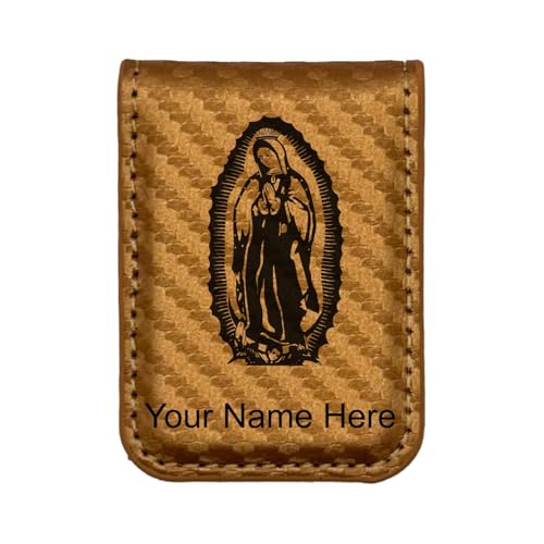LaserGram Slim Magnetic Money Clip, Virgen de Guadalupe, Personalized Engraving Included (Carbon Fiber Bronze)