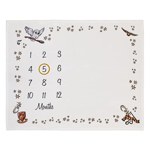 Image of Warner Brothers Harry Potter Magical Moments White and Gold Milestone Baby Blanket