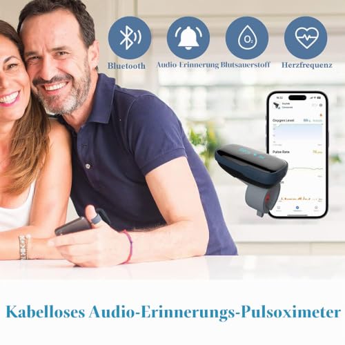 Tragbarer Schlafmonitor Bluetooth, Sauerstoffpegelmonitor mit akustischer Erinnerung am Gerät...