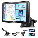 ESSGOO Carplay Android Auto Display mit Rückfahrkamera,7 Zoll Carplay Bildschirm für Apple/Android Auto/AirPlay/Mirror Link,Wireless Touchscreen GPS Navigation,mit Bluetooth5.3,AUX,FM,Sprachassistent
