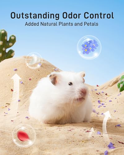 Image of BUCATSTATE Hamster Sand, No-Dust 6.6LB Chinchilla Dust Bath with Pour Spout, 100% Natural Desert Bathing Sand for Syrian Hamster Gerbil Rat Mice Small Animals (Flower Smell)