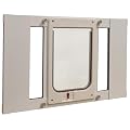 Ideal Pet Products Aluminum Sash Window Pet Door, Adjustable to Fit Window Widths from 23" to 28", Chubby Kat 7-1/2” x 10-1/2” Flap Size