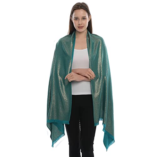 Image of LMVERNA Women's Sparkling Metallic Soft Pashmina Shawls and Wraps Scarf in Solid Colors