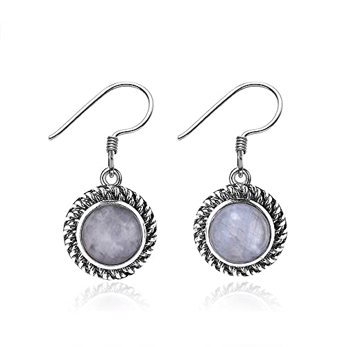 Boucles d'oreilles Rondes en Pierre de Lune Bijou Fin Idéal au Quotidien