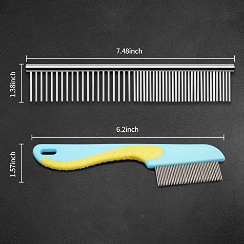 2-Pack-Dog-Combs-Premium-Cat-Comb-for-Removing-Tangles-Knots-and-Floating-Hair-Stainless-Steel-Dog-Grooming-Tools-Metal-Flea-Comb-Pet-Combs-with-Rounded-Teeth 2 Pack Dog Combs Premium Cat Comb for Removing Tangles Knots and Floating Hair Stainless Steel Dog Grooming Tools Metal Flea Comb Pet Combs with Rounded Teeth