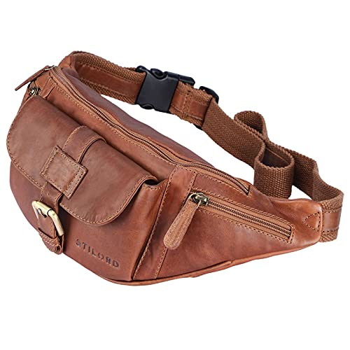 STILORD 'Sam' vintage fanny pack lederen riemtas grote heren heupen tas met riemen voor reizende festival vrije tijd echt leer, Kleur:cognac - bruin - Image 5