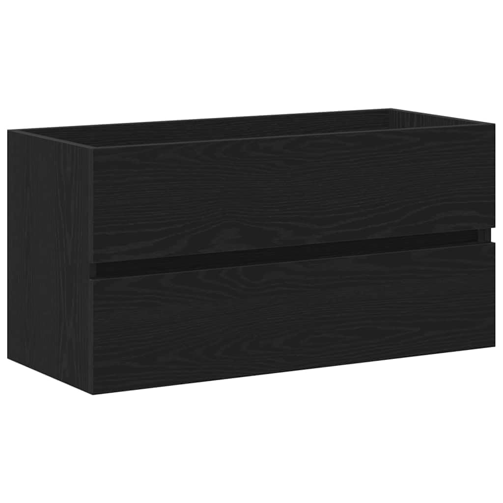 Mobile Sottolavabo Sospeso Rovere Nero 90x38,5x45 cm | Mobiletto sospeso salvaspazio per il bagno, ideale per ottimizzare la superficie a terra con stile moderno.
