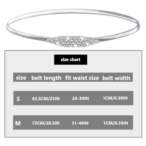 Metal Skinny Belt Elastic Rhinestone Sparkly Belt for Women Formal Dresses Suits Skirts4