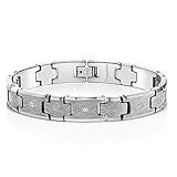 Gem Stone King Men’s Satin and Polish Finish Tungsten Carbide Bracelet set with 3 Lab Grow Diamonds (8.50 Inches in Length, 0.11 Cttw, G-H Color, VS2-SI1 Clarity, with Safety Clasp)