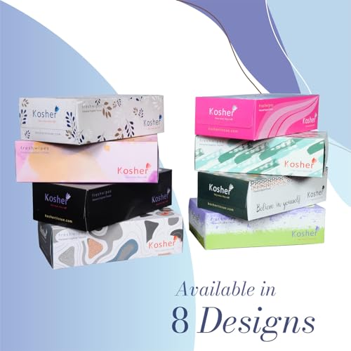 Image of Kosher 2 Ply Facial tissue Box /Car Tissue | 100 Pulls X Pack of 6 (total 600 pulls) | Soft, Gentle and Absorbent Tissue | Comes in Different Box Designs