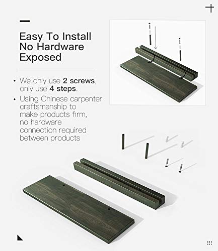 Babaka Floating Shelves 2 Pcs, Rustic Natural Wood Display Wall Shelf For Organize Bedroom, Living Room, Farmhouse, Kitchen, Bathroom. Traditional Wooden Simple Storage Home Decor Wall Mounted #TOP4