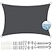 Rectangular Toldo Vela 3x6.5m Hecho de Poliéster Toldo Parasol Libre Kit de Fijación para Patio, Exteriores, Jardín, Gris Oscuro