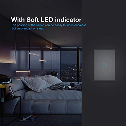 Livolo Touch Light Switch(No Neutral),Multi Control Electronic Switch With Led Indicator,Touch Lamp Control Switch,Scratch-Resistant Tempered Glass Cover,Grey,Vl-A801S-3Ig #TOP2